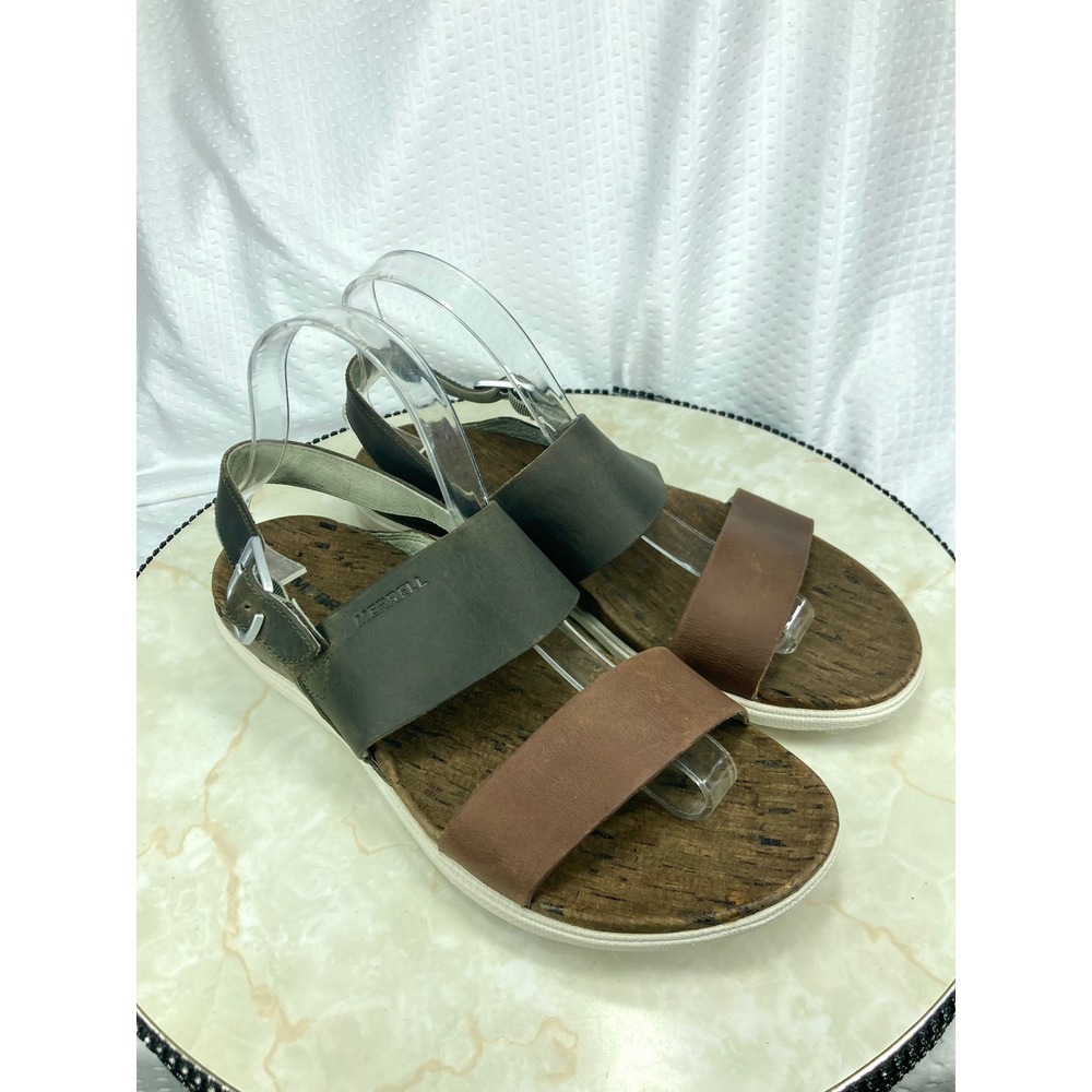 Merrell Around Town Backstrap Sandals Women 9 Brown Black Leather Outdoor Shoes
